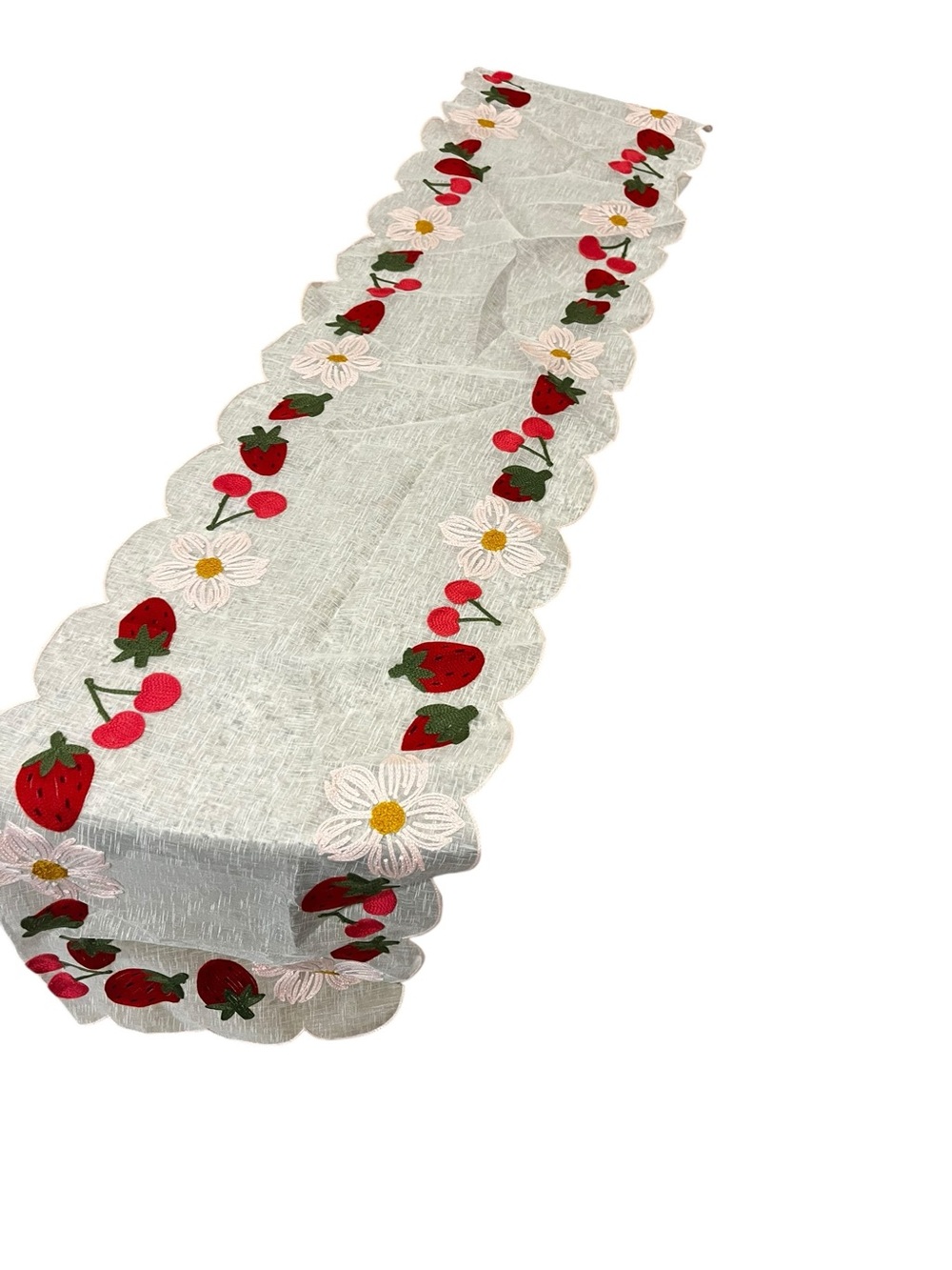 Strawberries strawberry table runner white red green - Picture 2 of 4